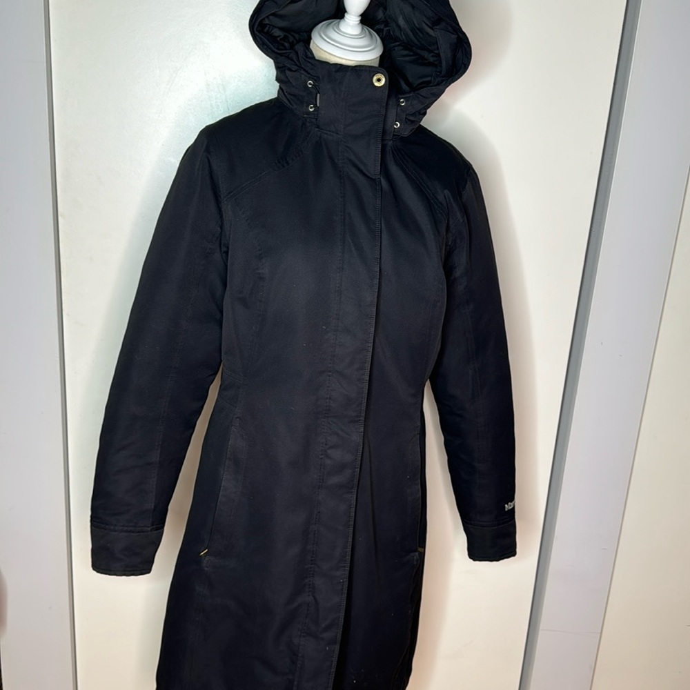 Black Hooded Women's Long Coat